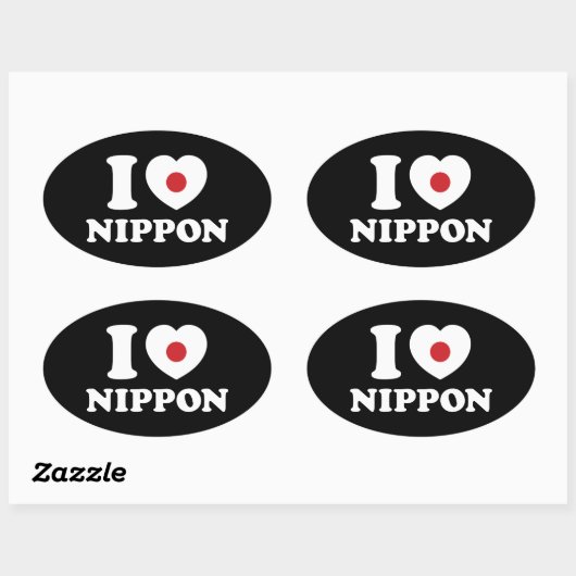 I HEART [LOVE] NIPPON OVAL STICKER (Vel)