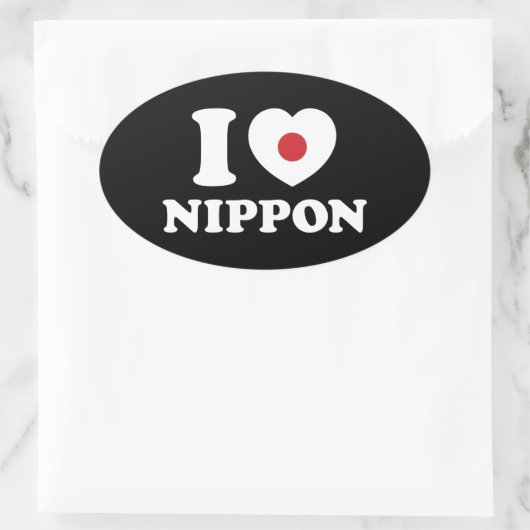 I HEART [LOVE] NIPPON OVAL STICKER (Tas)