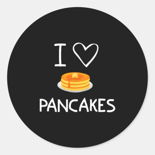 I Heart Love Pancakes, Funny, Jokes, Sarcastic, Fa Ronde Sticker (Voorkant)