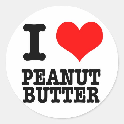 I HEART (LOVE) PEANUT BOTER RONDE STICKER (Voorkant)