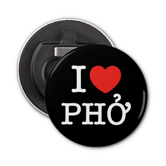 I Heart (Love) Pho Button Flesopener (Voorkant)