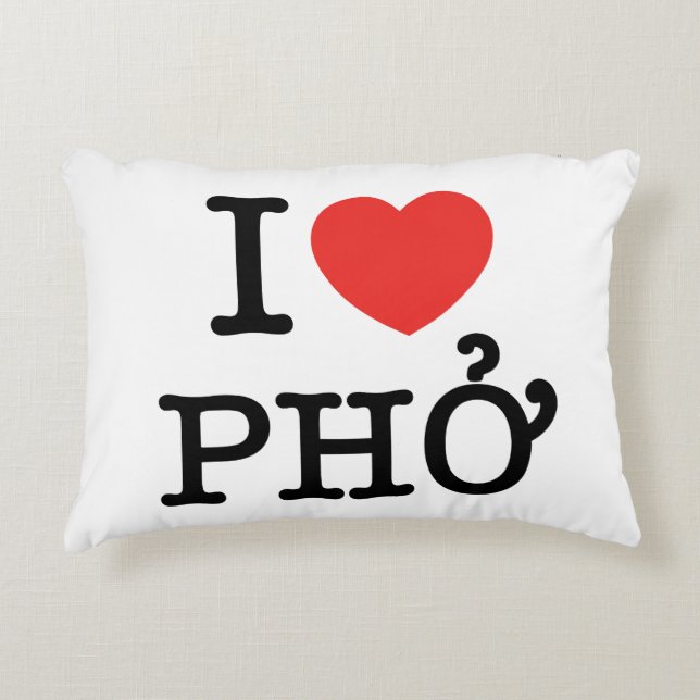 I Heart (Love) Pho Decoratief Kussen (Voorkant)