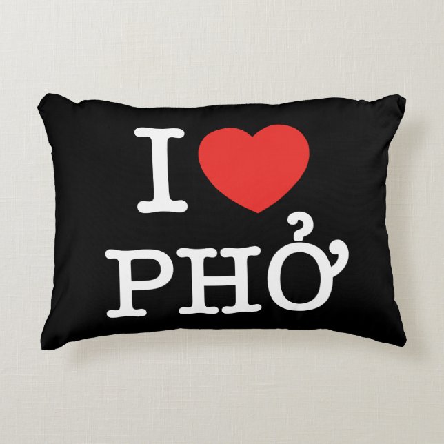 I Heart (Love) Pho Decoratief Kussen (Voorkant)