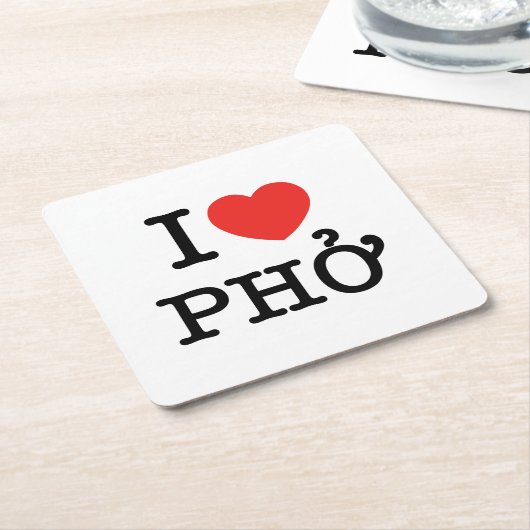 I Heart (Love) Pho Kartonnen Onderzetters (Schuin)