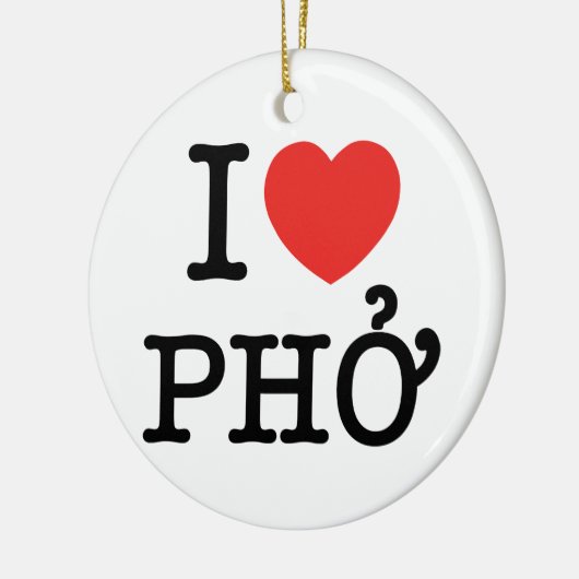 I Heart (Love) Pho Keramisch Ornament (Links)