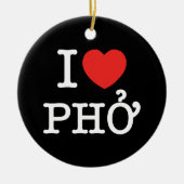 I Heart (Love) Pho Keramisch Ornament (Voorkant)
