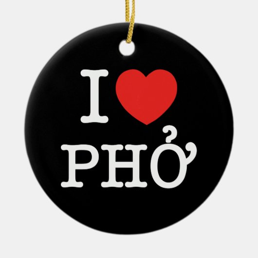 I Heart (Love) Pho Keramisch Ornament (Voorkant)