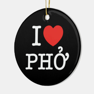 I Heart (Love) Pho Keramisch Ornament
