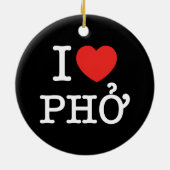 I Heart (Love) Pho Keramisch Ornament (Achterkant)