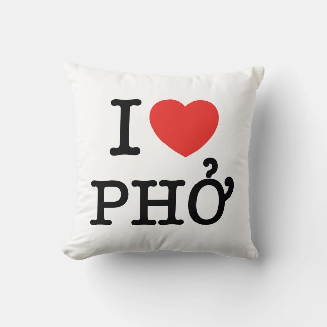 I Heart (Love) Pho Kussen (Voorkant)
