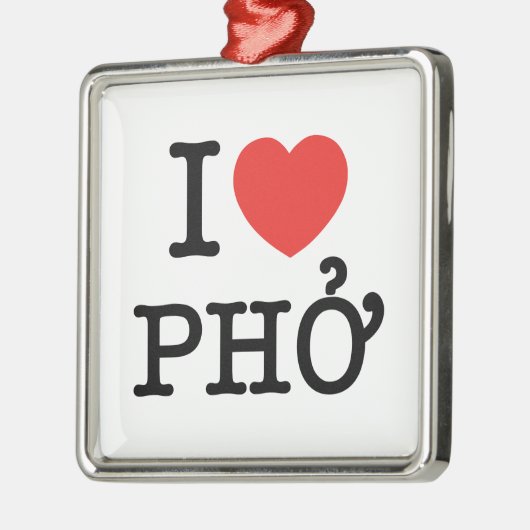 I Heart (Love) Pho Metalen Ornament (Links)