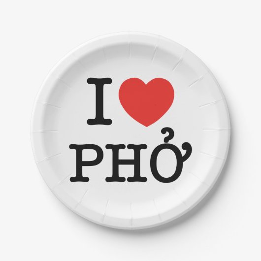 I Heart (Love) Pho Papieren Bordje (Voorkant)