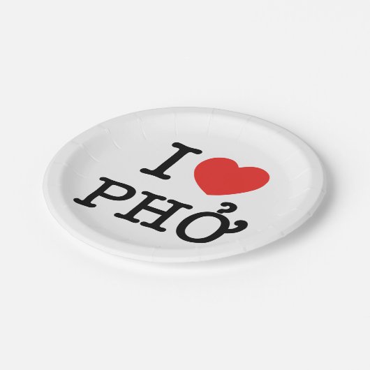 I Heart (Love) Pho Papieren Bordje (Gekanteld)