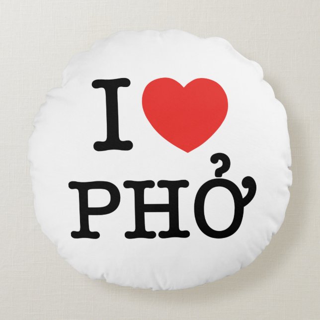 I Heart (Love) Pho Rond Kussen (Voorkant)