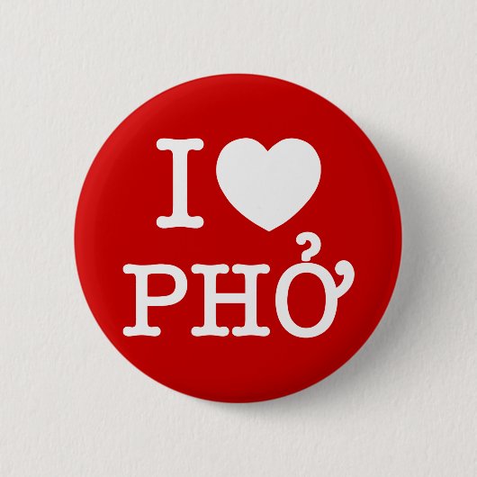 I Heart (Love) Pho Ronde Button 5,7 Cm (Voorkant)