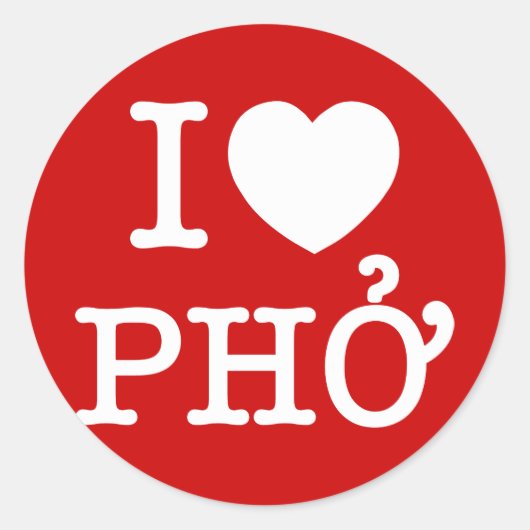 I Heart (Love) Pho Ronde Sticker (Voorkant)