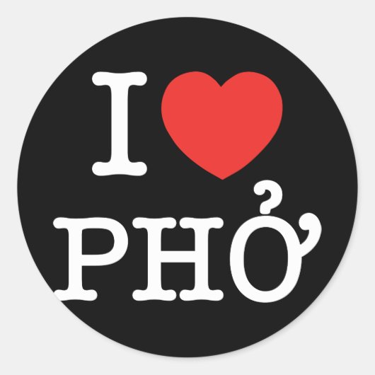 I Heart (Love) Pho Ronde Sticker (Voorkant)