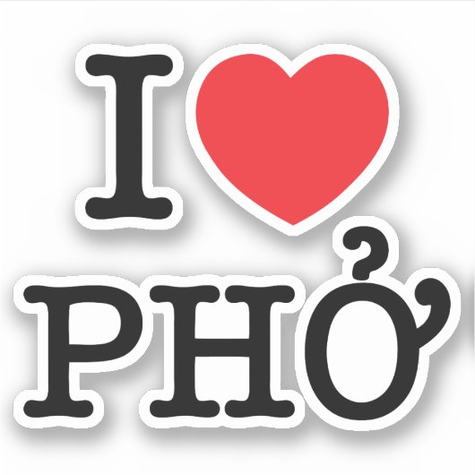 I Heart (Love) Pho Sticker (Voorkant)