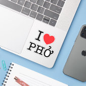 I Heart (Love) Pho Sticker (Laptop met iPhone)