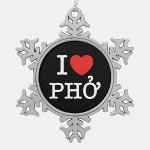 I Heart (Love) Pho Tin Sneeuwvlok Ornament