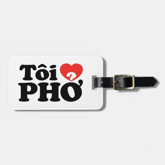 I Heart (Love) Pho (Tôi ❤ PHỞ) Vietnamese taal Bagagelabel (Voorkant horizontaal)