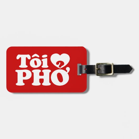 I Heart (Love) Pho (Tôi ❤ PHỞ) Vietnamese taal Bagagelabel (Voorkant horizontaal)