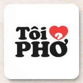 I Heart (Love) Pho (Tôi ❤ PHỞ) Vietnamese taal Bier Onderzetter (Voorkant)