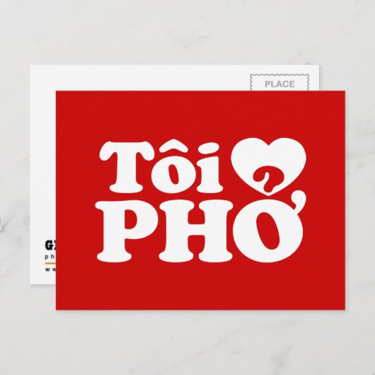 I Heart (Love) Pho (Tôi ❤ PHỞ) Vietnamese taal Briefkaart (Voorkant / Achterkant)