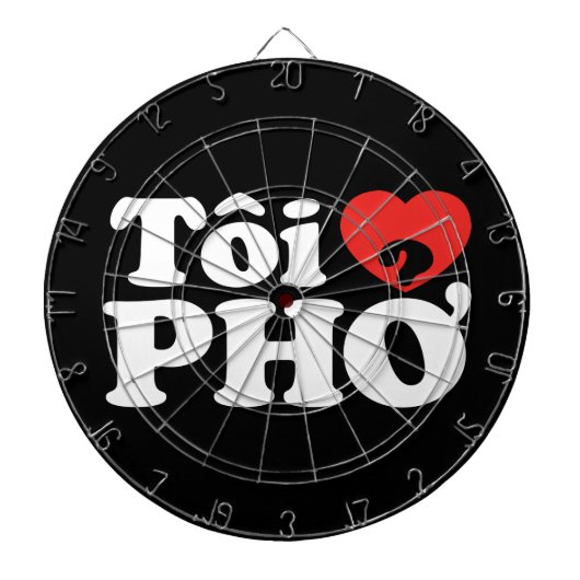 I Heart (Love) Pho (Tôi ❤ PHỞ) Vietnamese taal Dartbord (Voorkant)