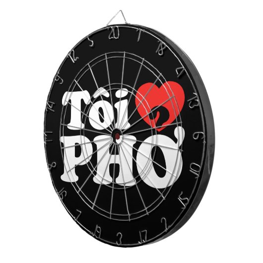 I Heart (Love) Pho (Tôi ❤ PHỞ) Vietnamese taal Dartbord (Voorkant Rechts)