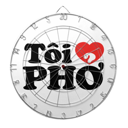 I Heart (Love) Pho (Tôi ❤ PHỞ) Vietnamese taal Dartbord (Voorkant)