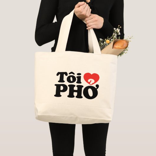 I Heart (Love) Pho (Tôi ❤ PHỞ) Vietnamese taal Grote Tote Bag (Voorkant (product))
