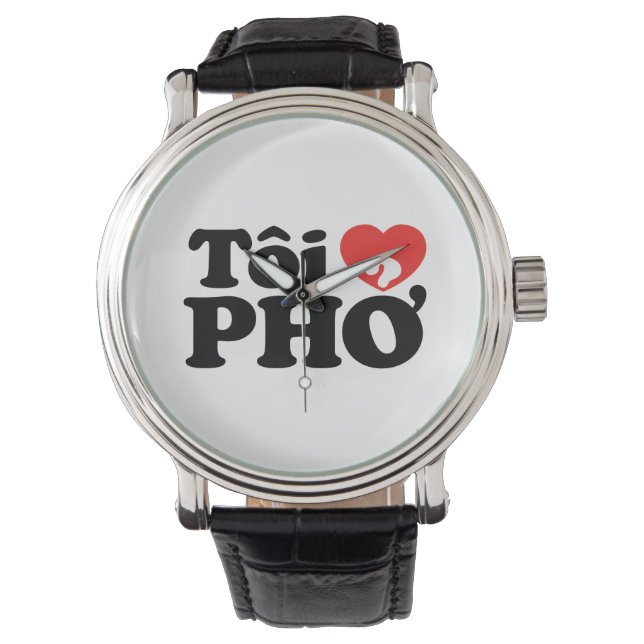 I Heart (Love) Pho (Tôi ❤ PHỞ) Vietnamese taal Horloge (Voorkant)