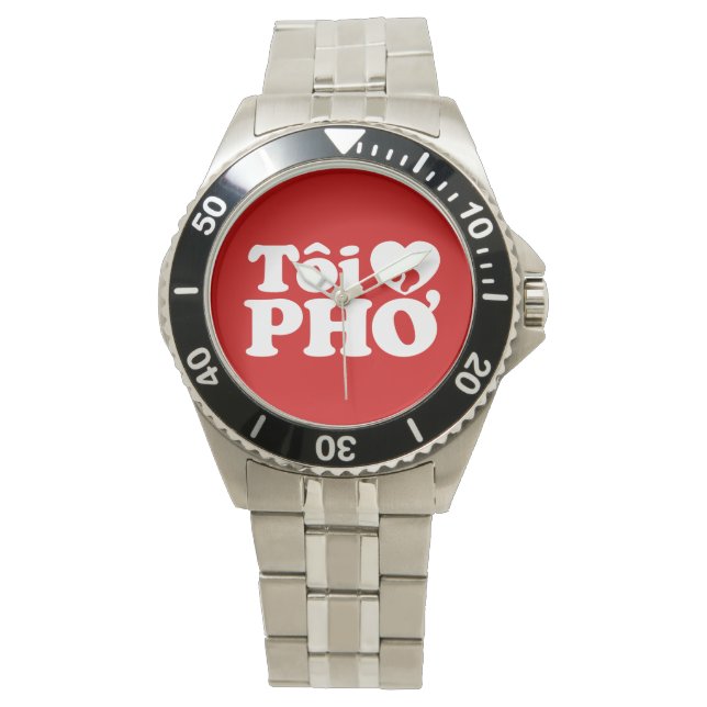 I Heart (Love) Pho (Tôi ❤ PHỞ) Vietnamese taal Horloge (Voorkant)
