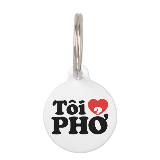 I Heart (Love) Pho (Tôi ❤ PHỞ) Vietnamese taal Huisdierpenning (Voorkant)