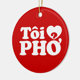 I Heart (Love) Pho (Tôi ❤ PHỞ) Vietnamese taal Keramisch Ornament