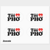 I Heart (Love) Pho (Tôi ❤ PHỞ) Vietnamese taal Ovale Sticker (Vel)