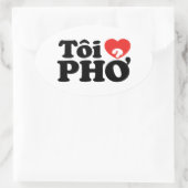I Heart (Love) Pho (Tôi ❤ PHỞ) Vietnamese taal Ovale Sticker (Tas)