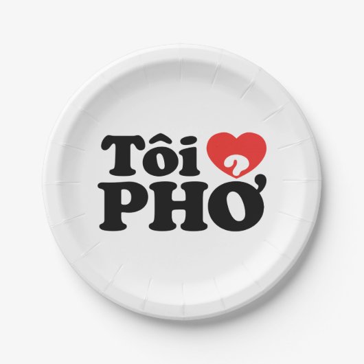 I Heart (Love) Pho (Tôi ❤ PHỞ) Vietnamese taal Papieren Bordje (Voorkant)