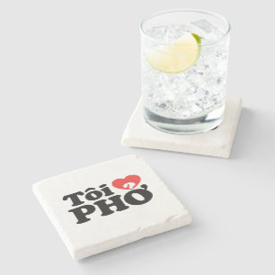 I Heart (Love) Pho (Tôi ❤ PHỞ) Vietnamese taal Stenen Onderzetter