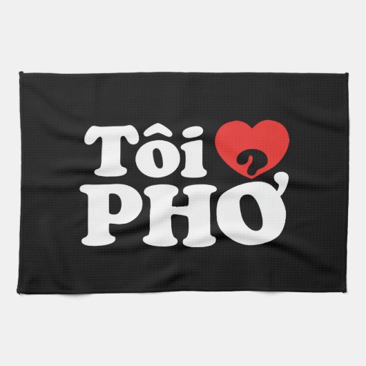 I Heart (Love) Pho (Tôi ❤ PHỞ) Vietnamese taal Theedoek (Horizontaal)