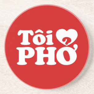 I Heart (Love) Pho (Tôi ❤ PHỞ) Vietnamese taal Zandsteen Onderzetter