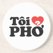 I Heart (Love) Pho (Tôi ❤ PHỞ) Vietnamese taal Zandsteen Onderzetter (Voorkant)