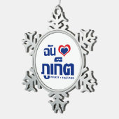 I Heart (Love) Phuket ❤ Thailand Tin Sneeuwvlok Ornament (Rechts)