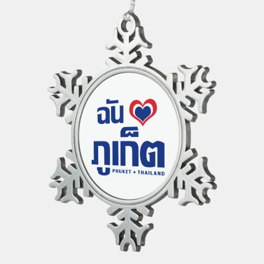 I Heart (Love) Phuket ❤ Thailand Tin Sneeuwvlok Ornament (Rechts)