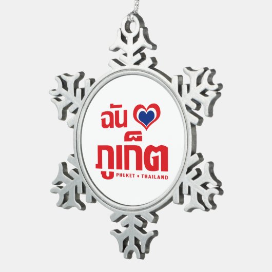 I Heart (Love) Phuket ❤ Thailand Tin Sneeuwvlok Ornament (Rechts)