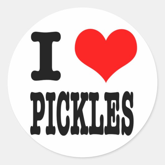 I HEART (LOVE) PICKLES RONDE STICKER (Voorkant)