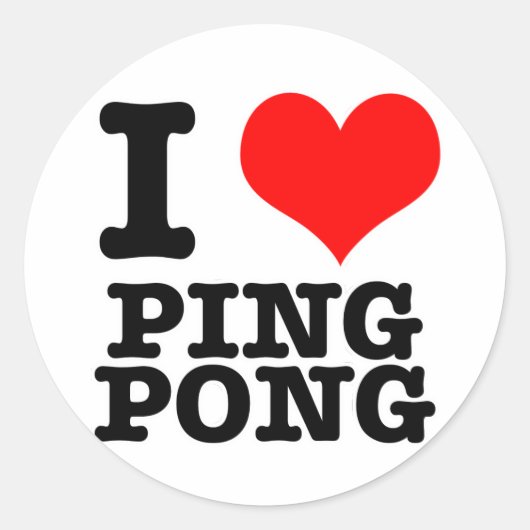 I HEART (LOVE) PINGPONG RONDE STICKER (Voorkant)