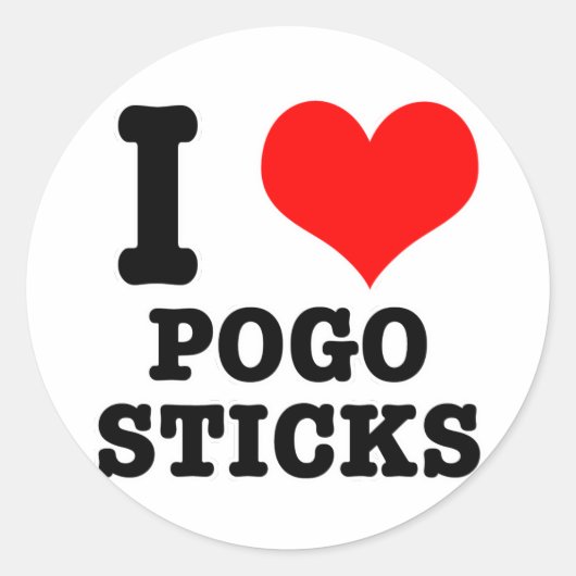I HEART (LOVE) POGO STICKS RONDE STICKER (Voorkant)