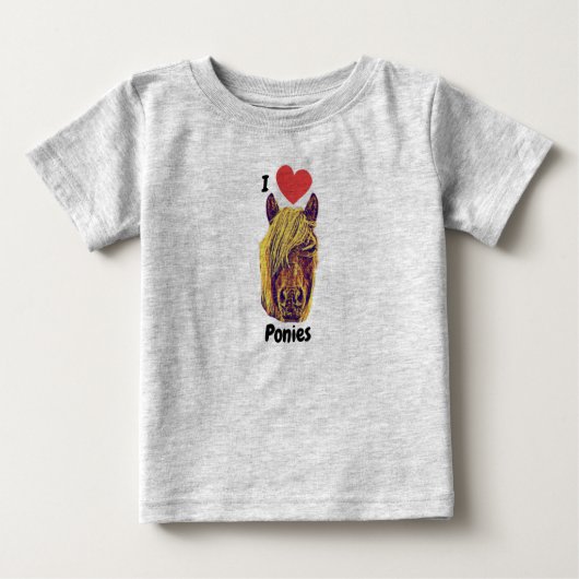 I Heart Love Ponies Cute Baby T-Shirt (Voorkant)